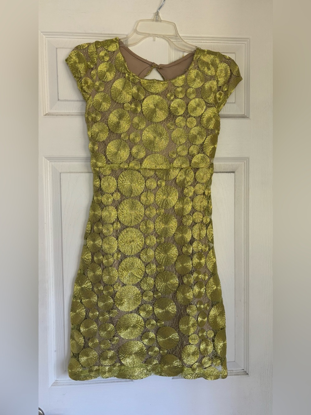 Vintage Lime Green Textured Dot Sheath Dress